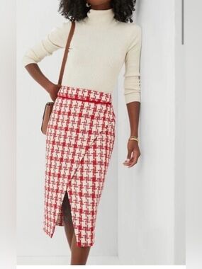 Tuckernuck Pomander Place Marjorie tweed skirt red white plaid skirt small